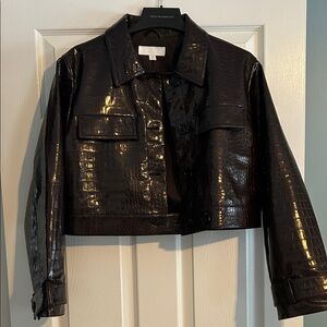 Croc-Embossed dark brown jacket